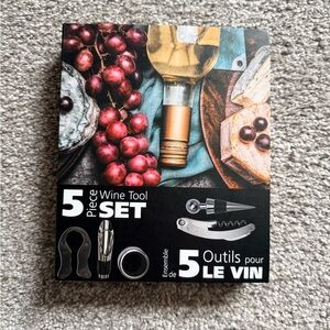 5-Piece Wine Tool Set - Black and Silver